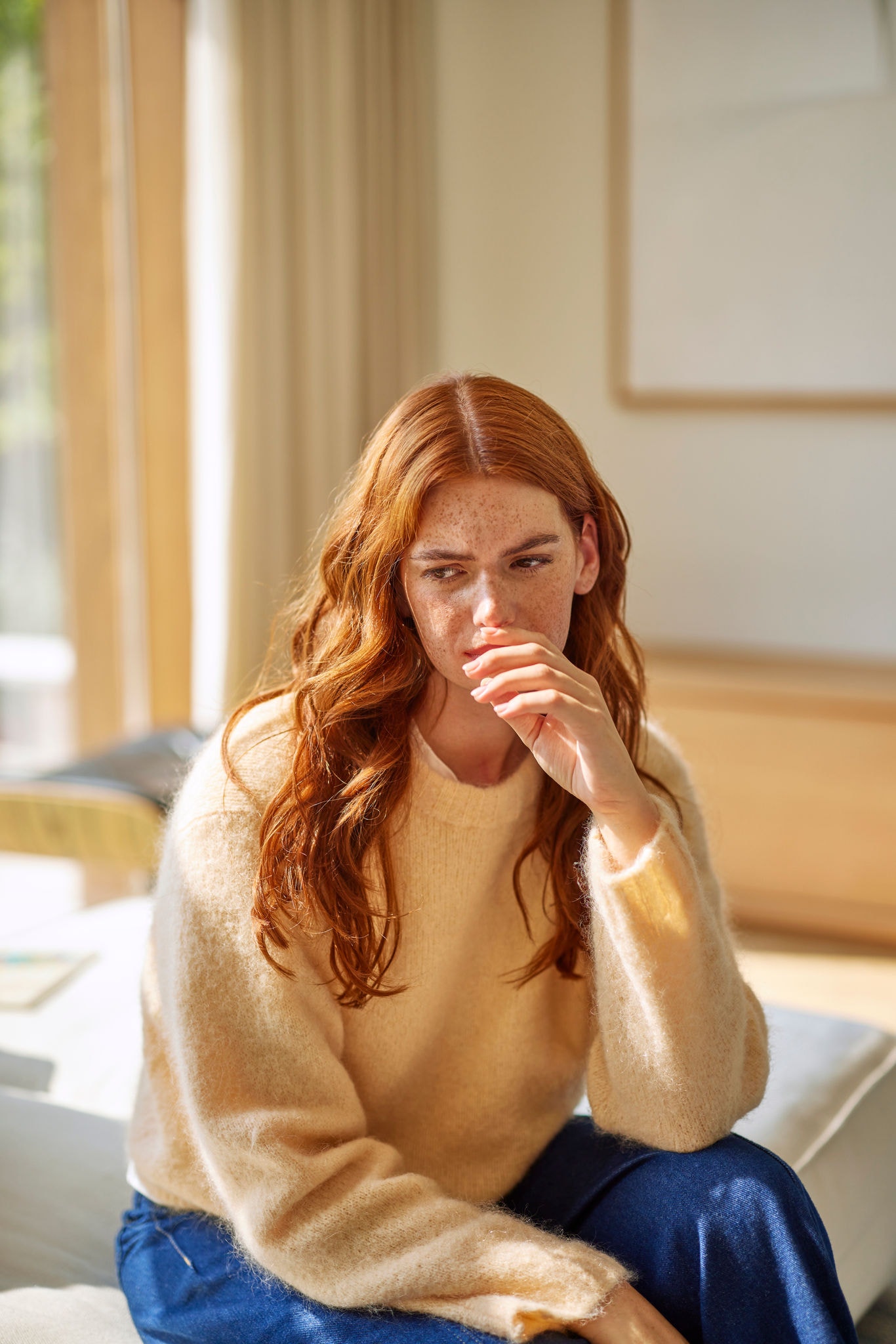 Girl worried about risks of volatile organic compounds exposure
