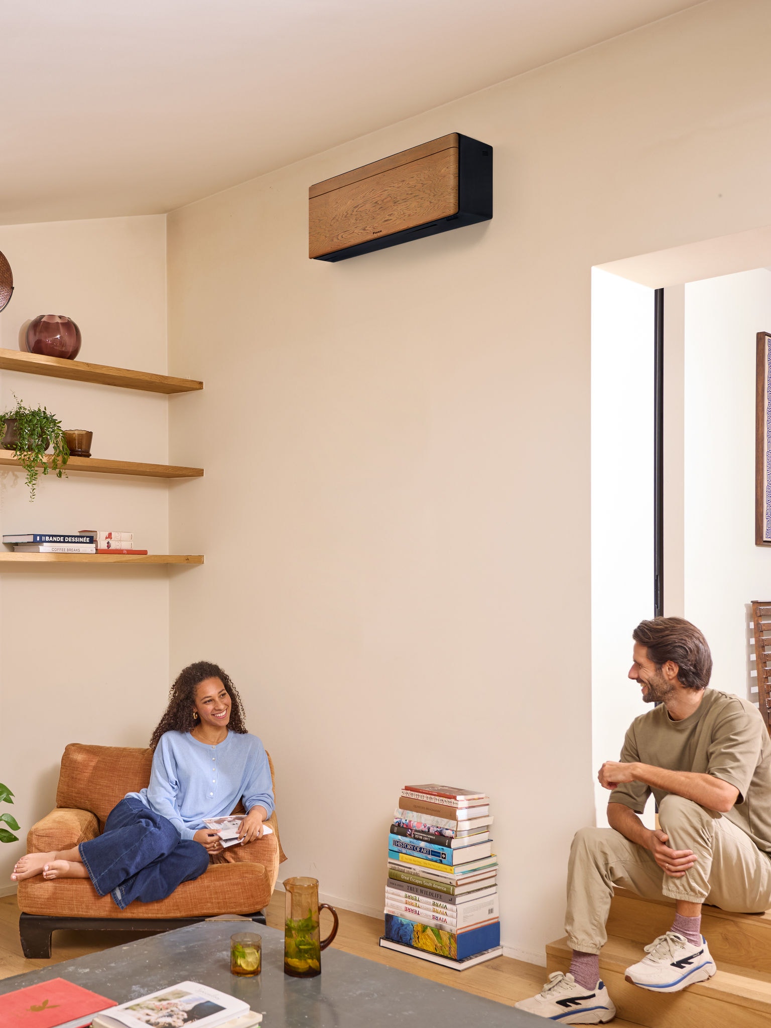 Man and woman in living room
