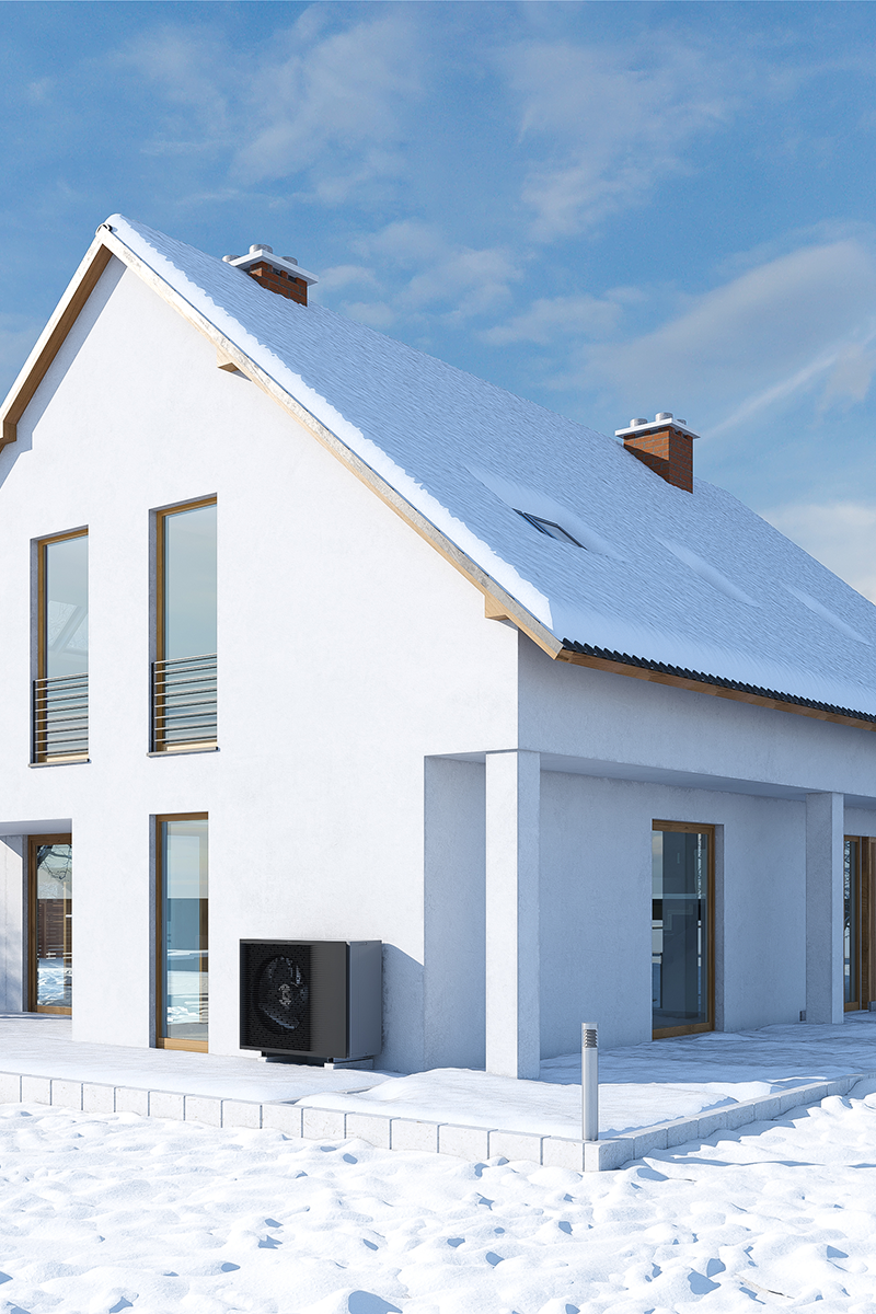 Heat pump in the snow