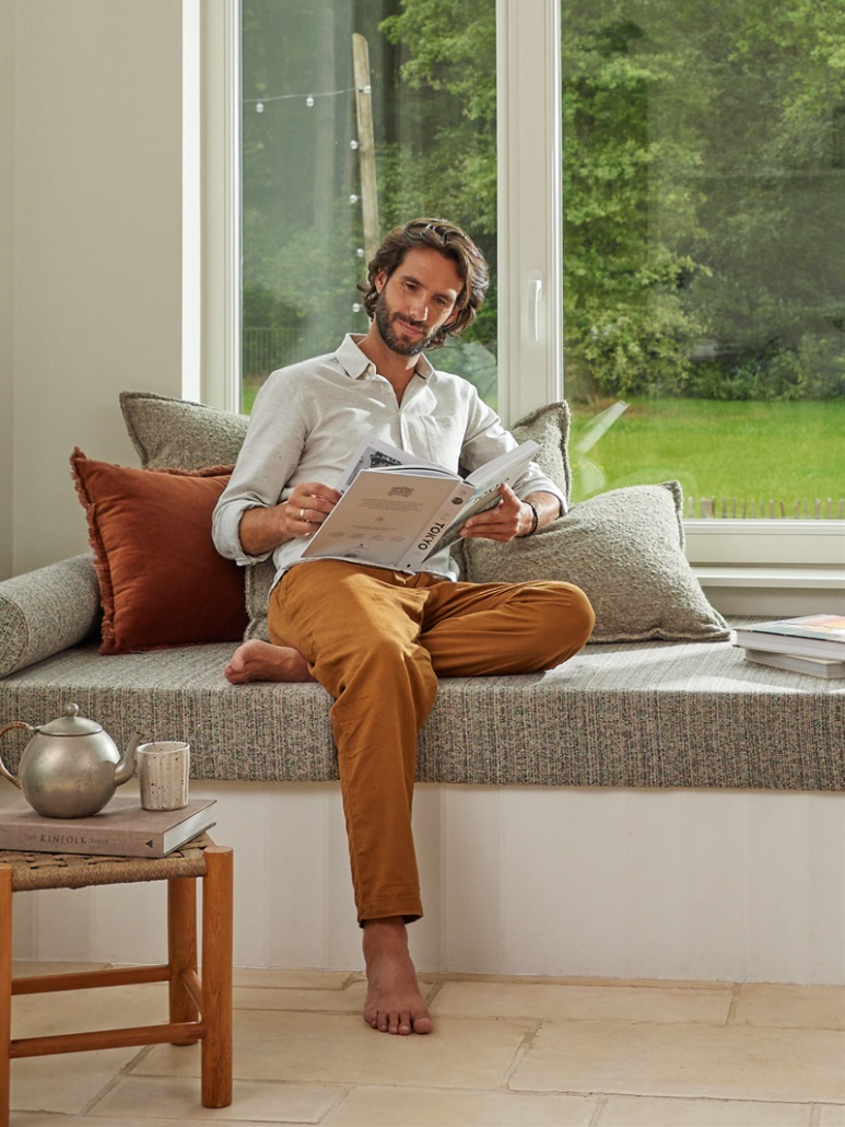 Man enjoying ventilation with heat rcovery