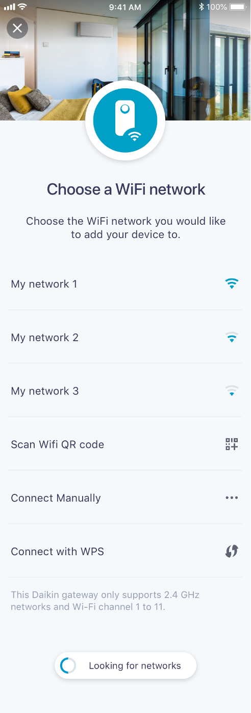 ONECTA choosing a WIFI network
