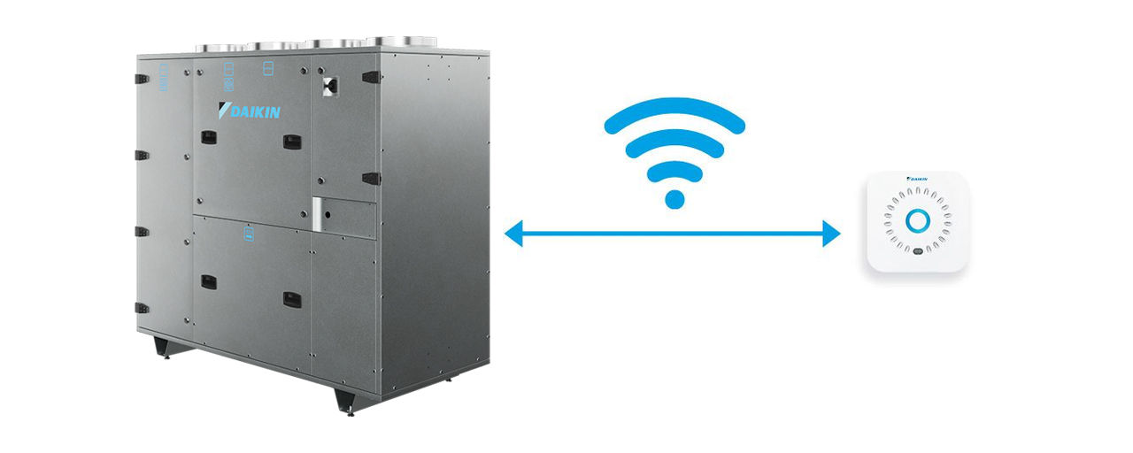 Illustration of seamless integration of Daikin’s Indoor Air Quality Sensor with the Air Handling Unit Compact T Series