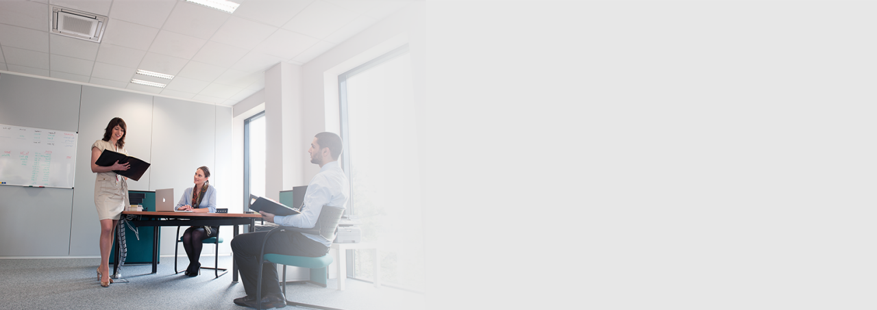 Three persons on meeting at the office