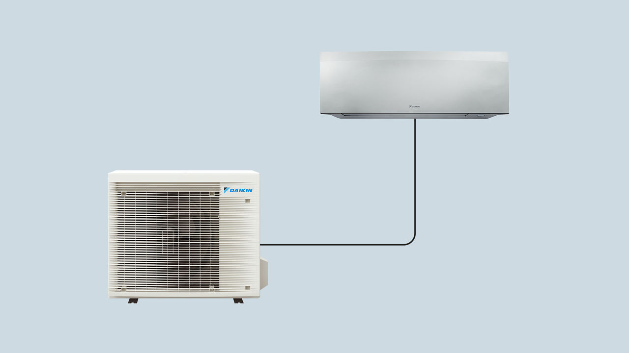 Heating and cooling for one room by connecting one outdoor unit with one indoor unit