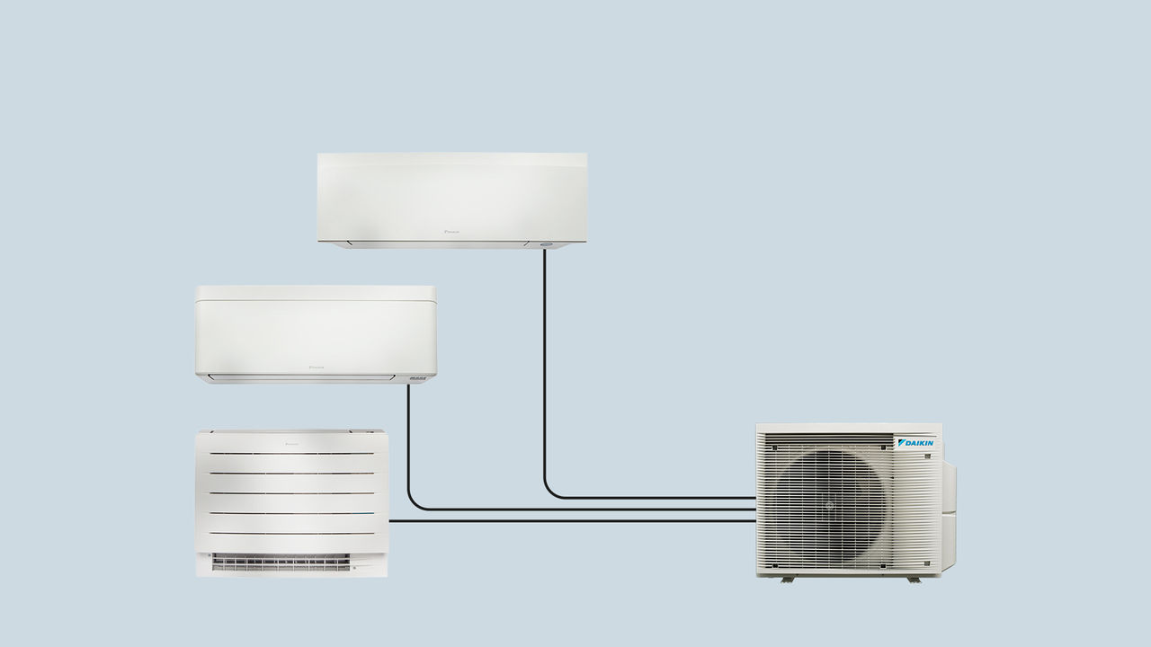 Heat and cool multiple rooms by connecting one outdoor unit with up to five indoor units