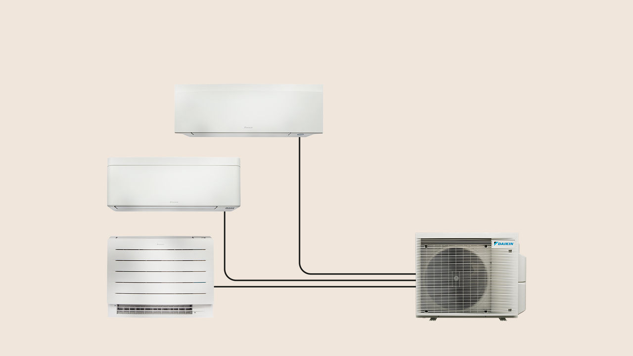 Heat and cool multiple rooms by connecting one outdoor unit with up to five indoor units